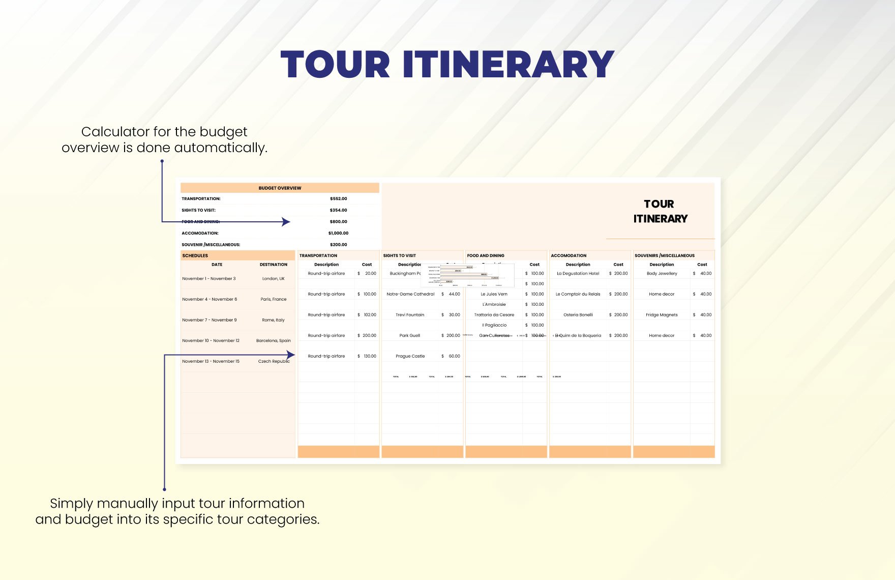 Tour Itinerary Template
