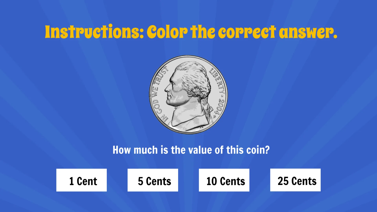 Free Recognizing Coins and Their Value Template to Edit Online
