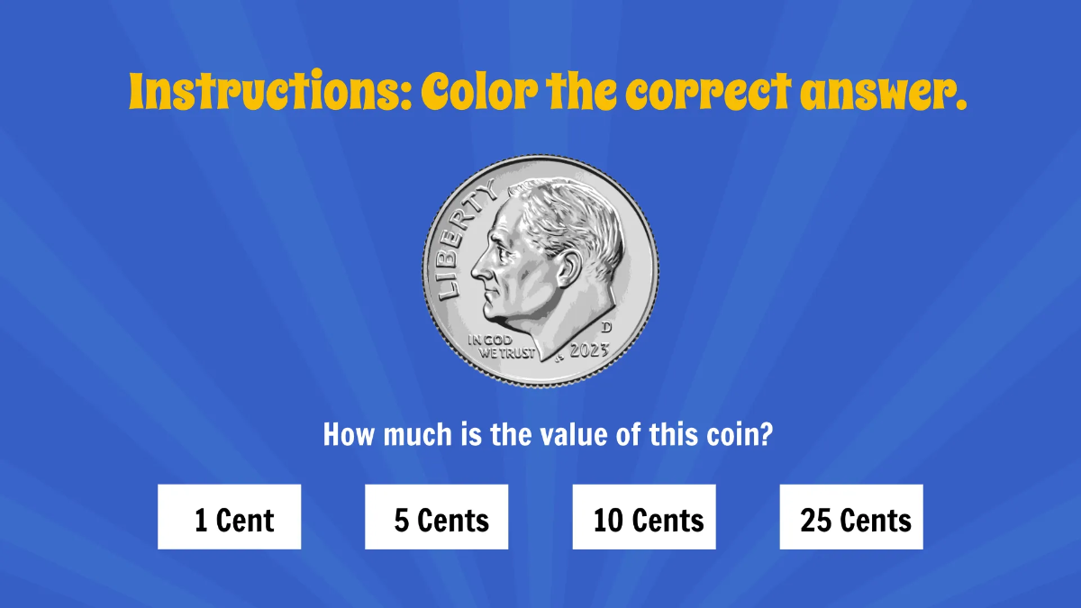 Free Recognizing Coins and Their Value Template to Edit Online