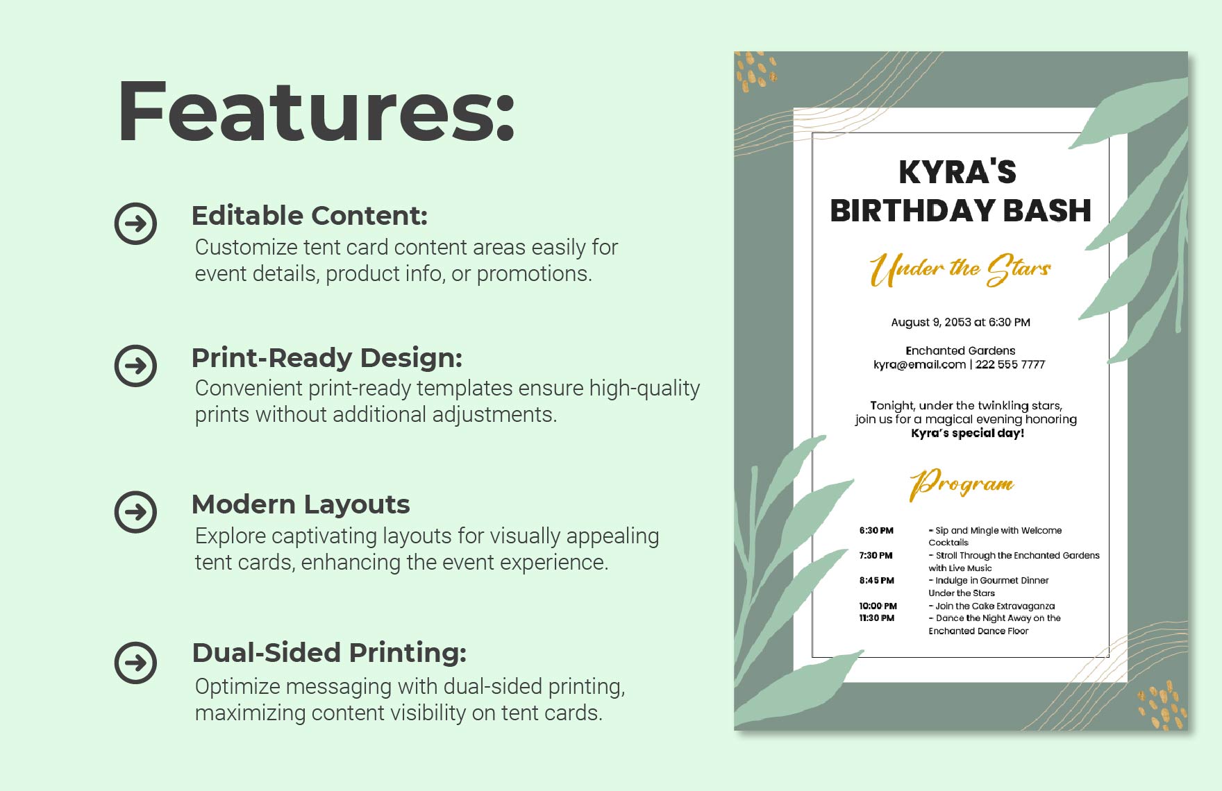 Birthday Tent Card Template