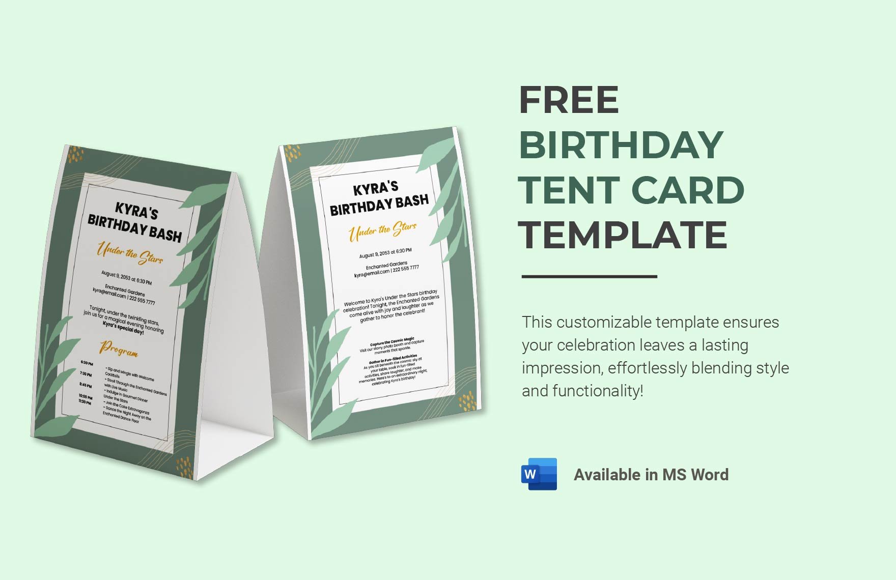 Free Birthday Tent Card Template in Word
