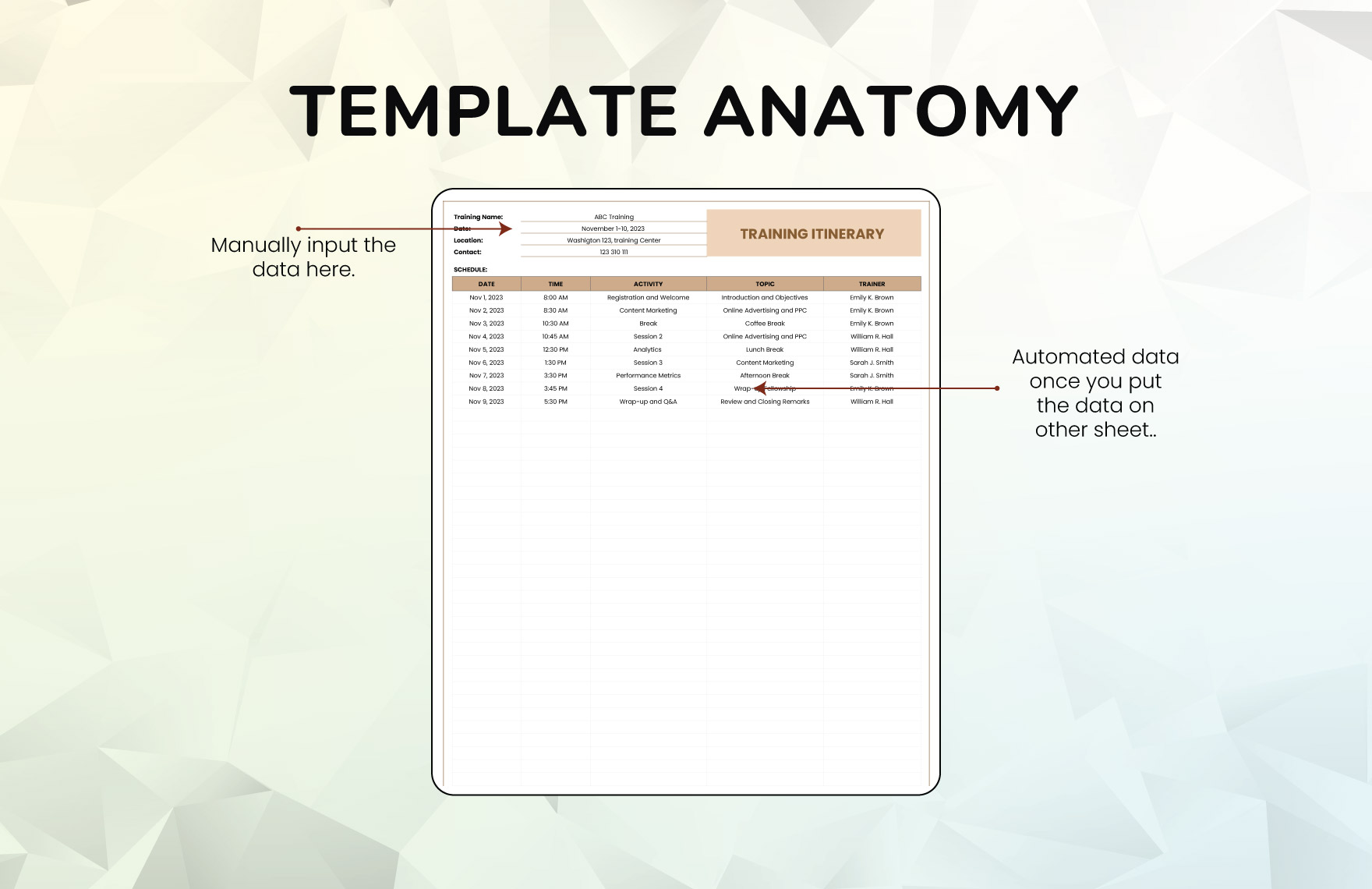 Training Itinerary Template