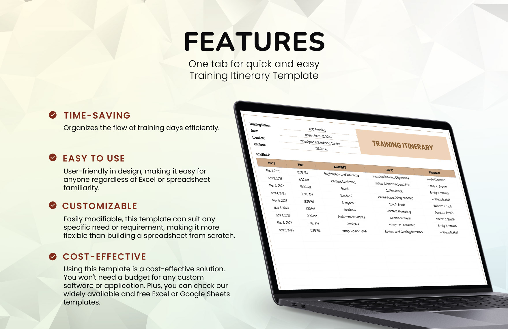 Training Itinerary Template