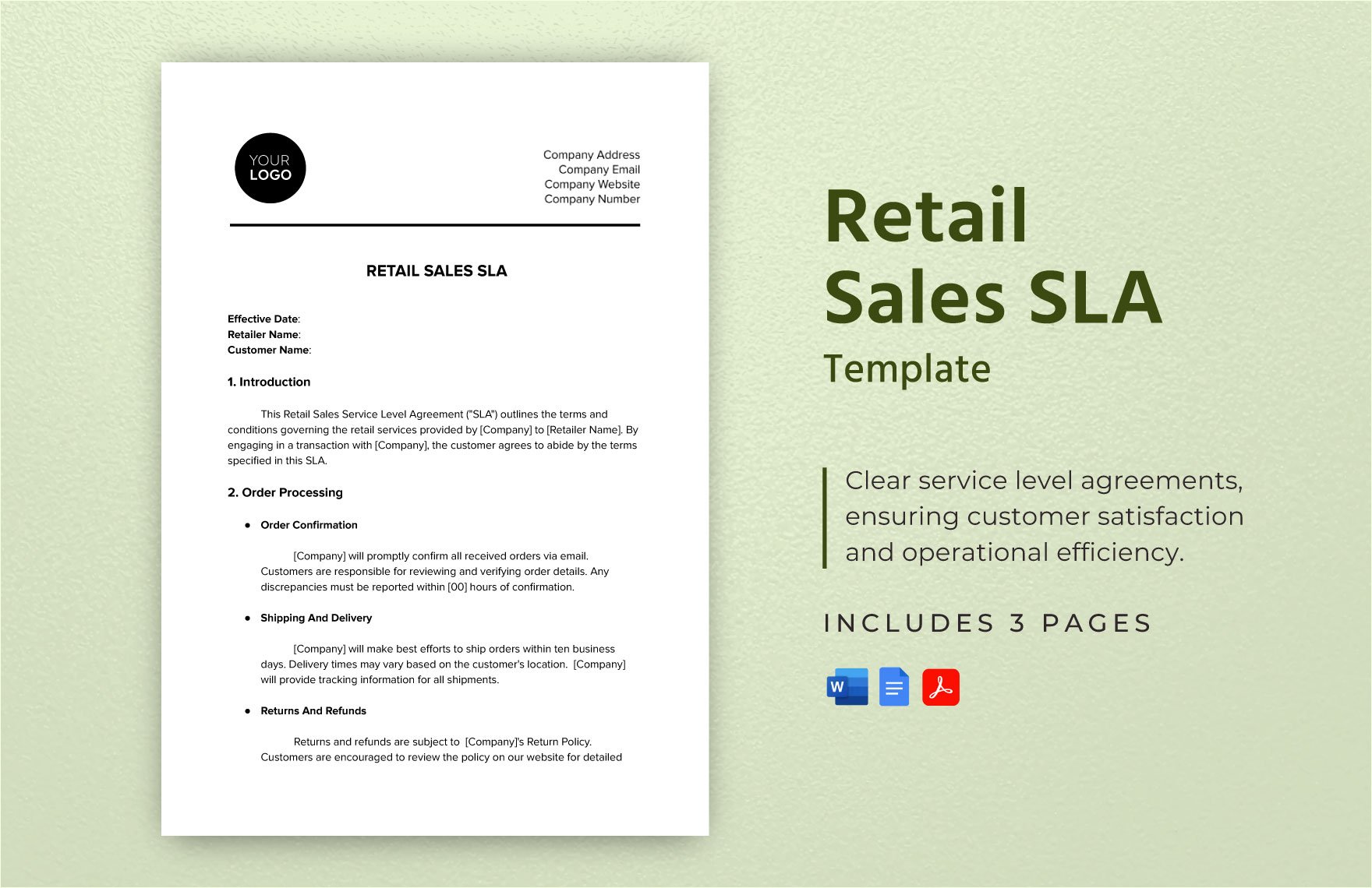 Retail Sales SLA Template