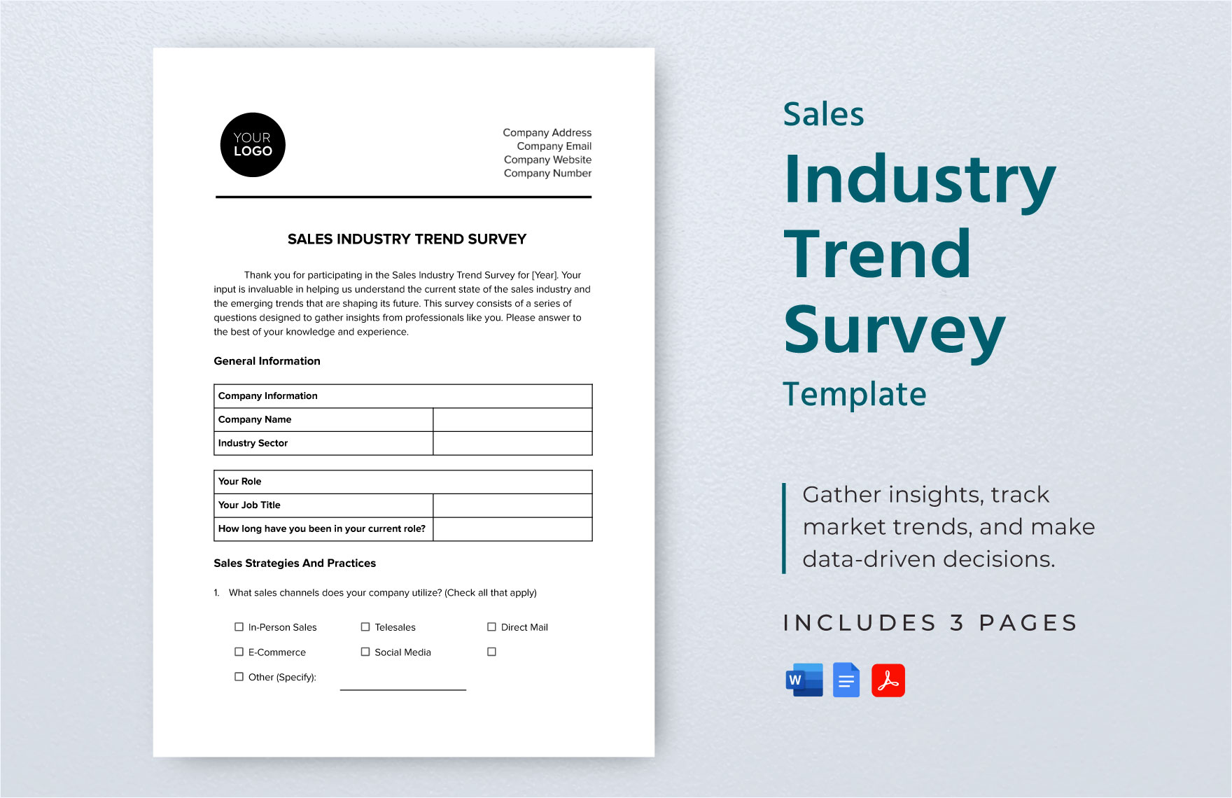 Sales Industry Trend Survey Template in Word, Google Docs, PDF