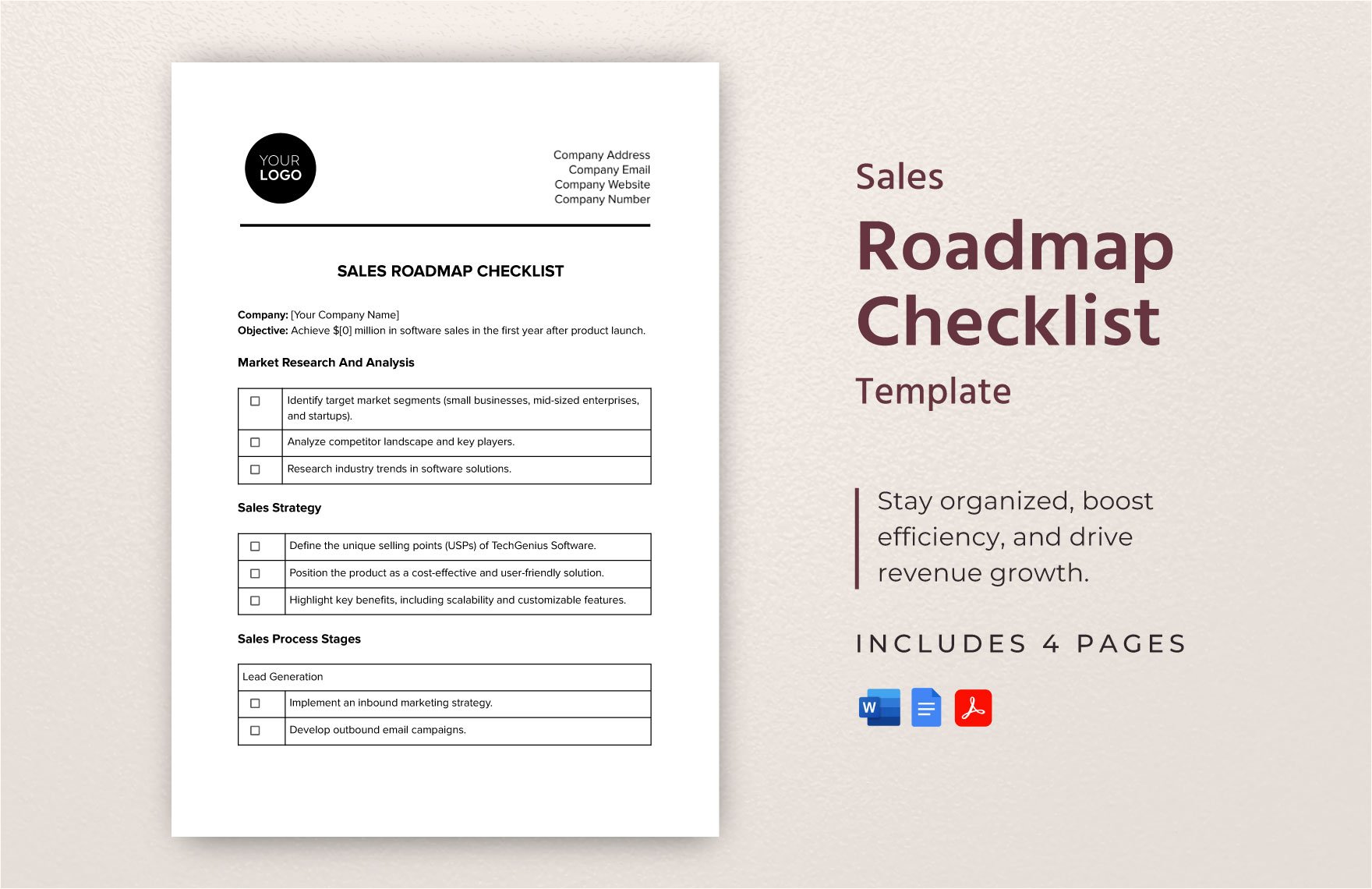 Sales Roadmap Checklist Template