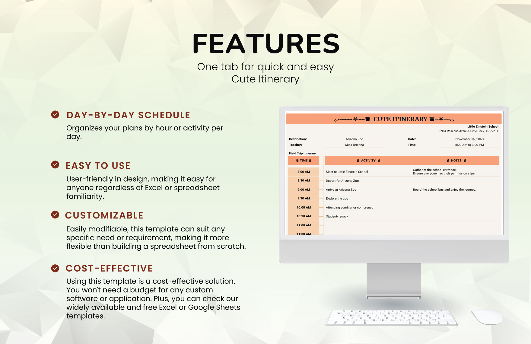 Cute Itinerary Template