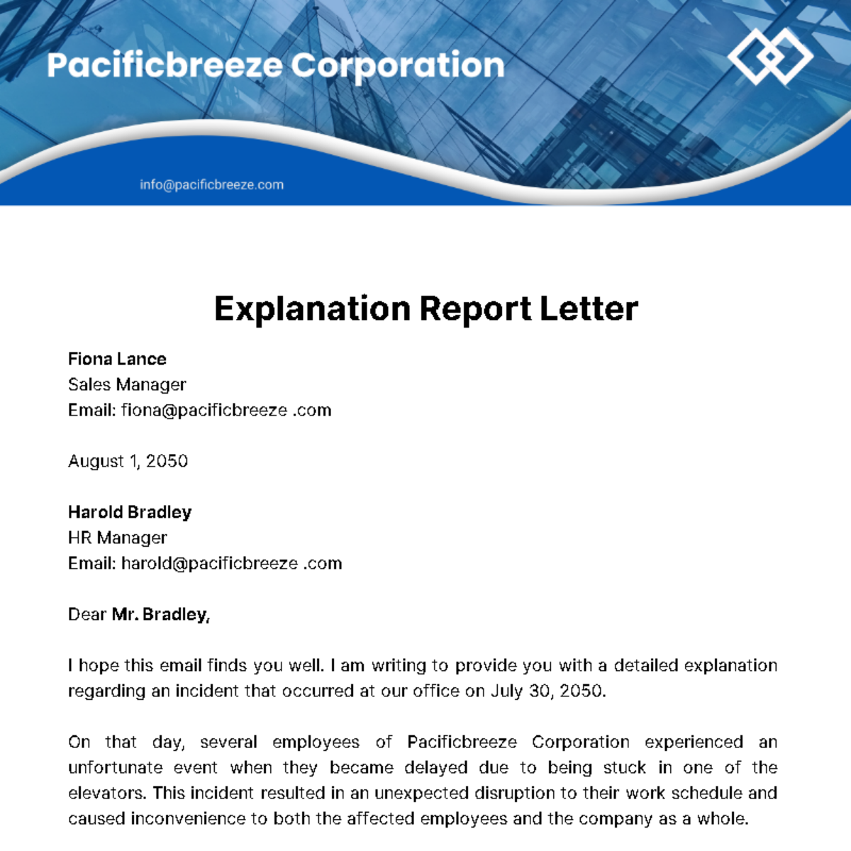 Explanation Report Letter  Template