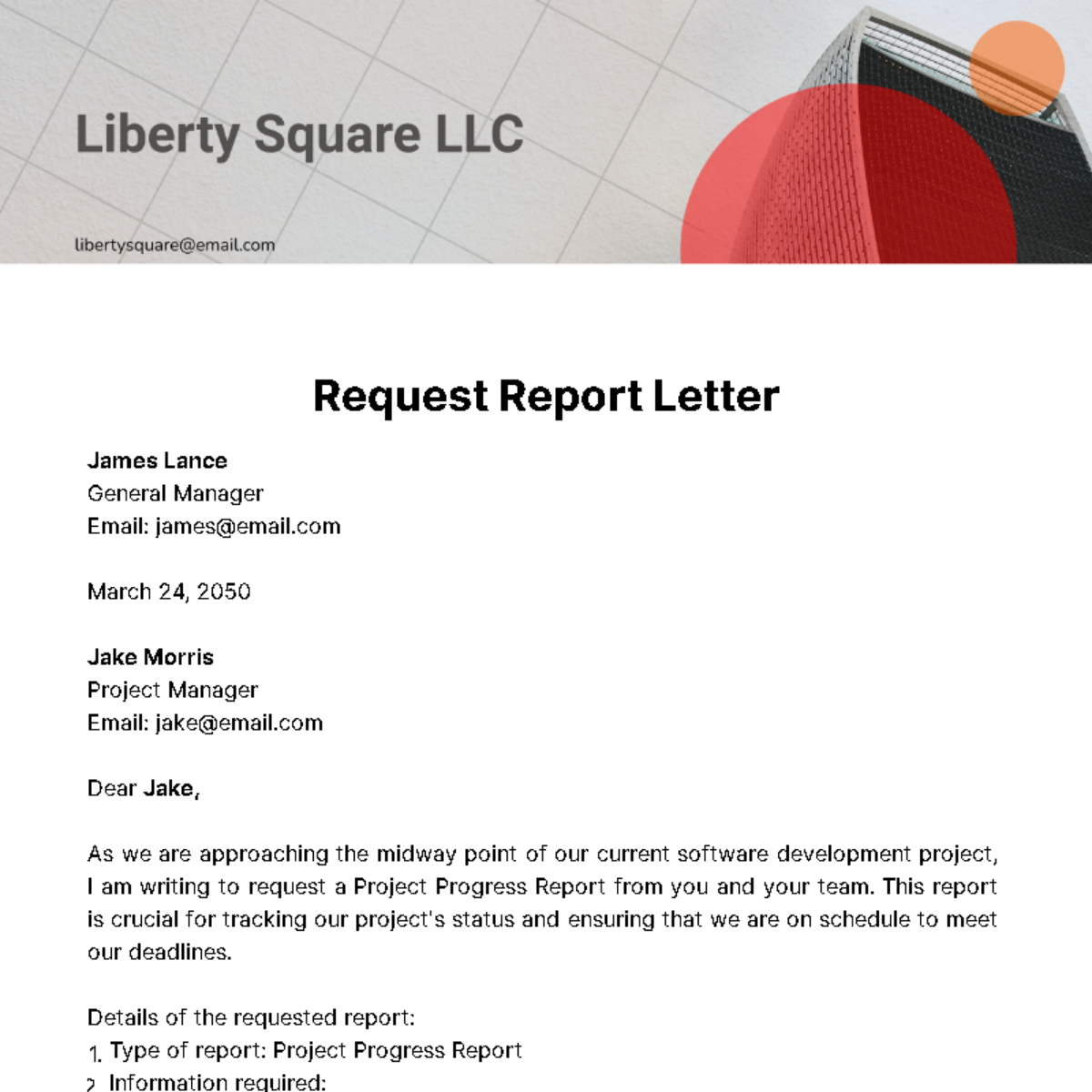 Request Report Letter  Template