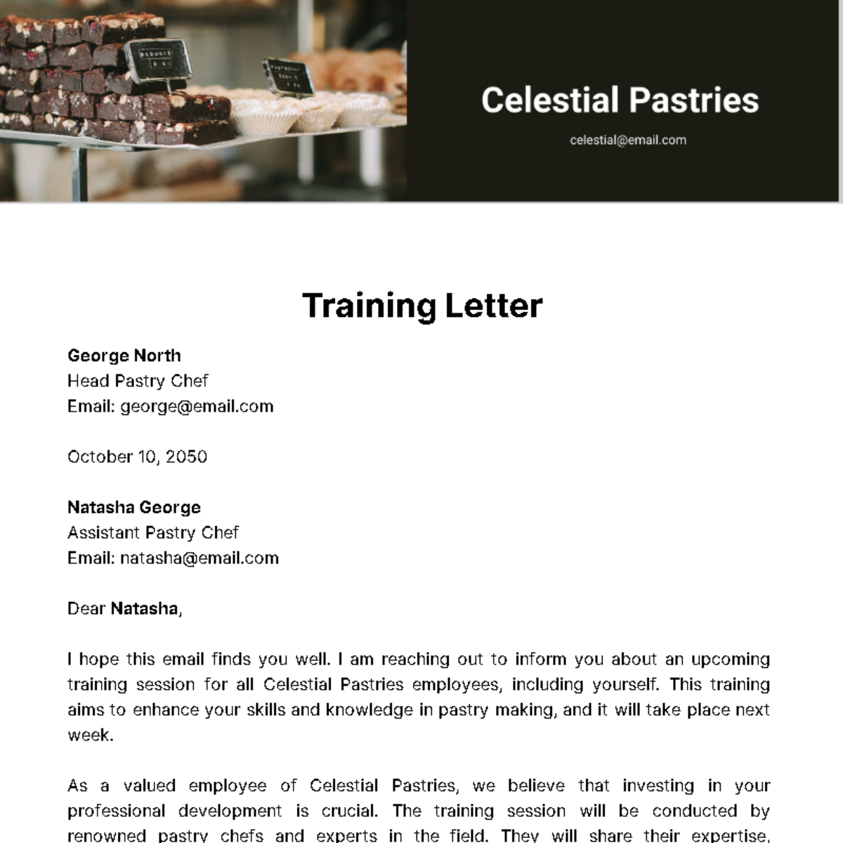 Training Letter  Template