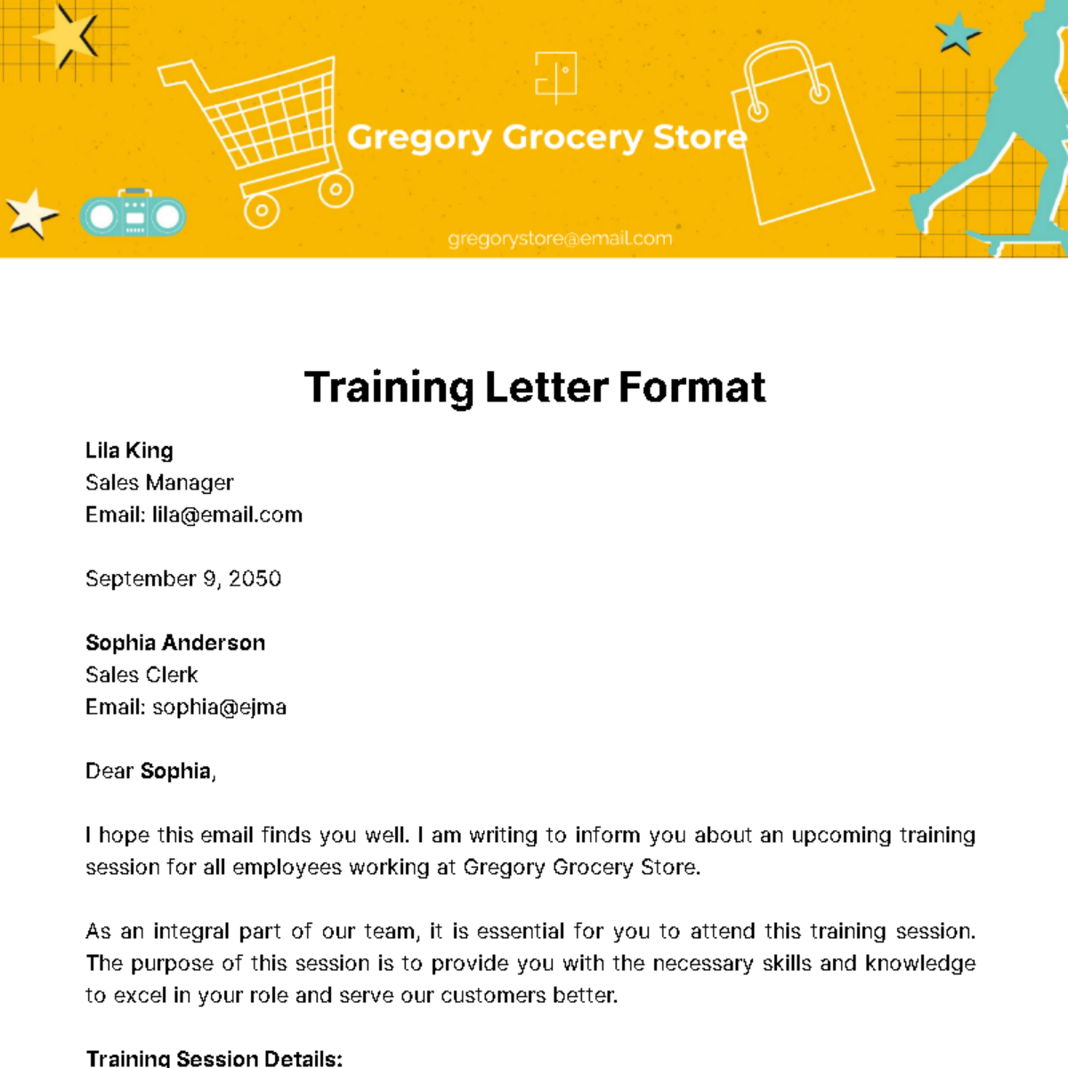 Free Training Letter Format  Template