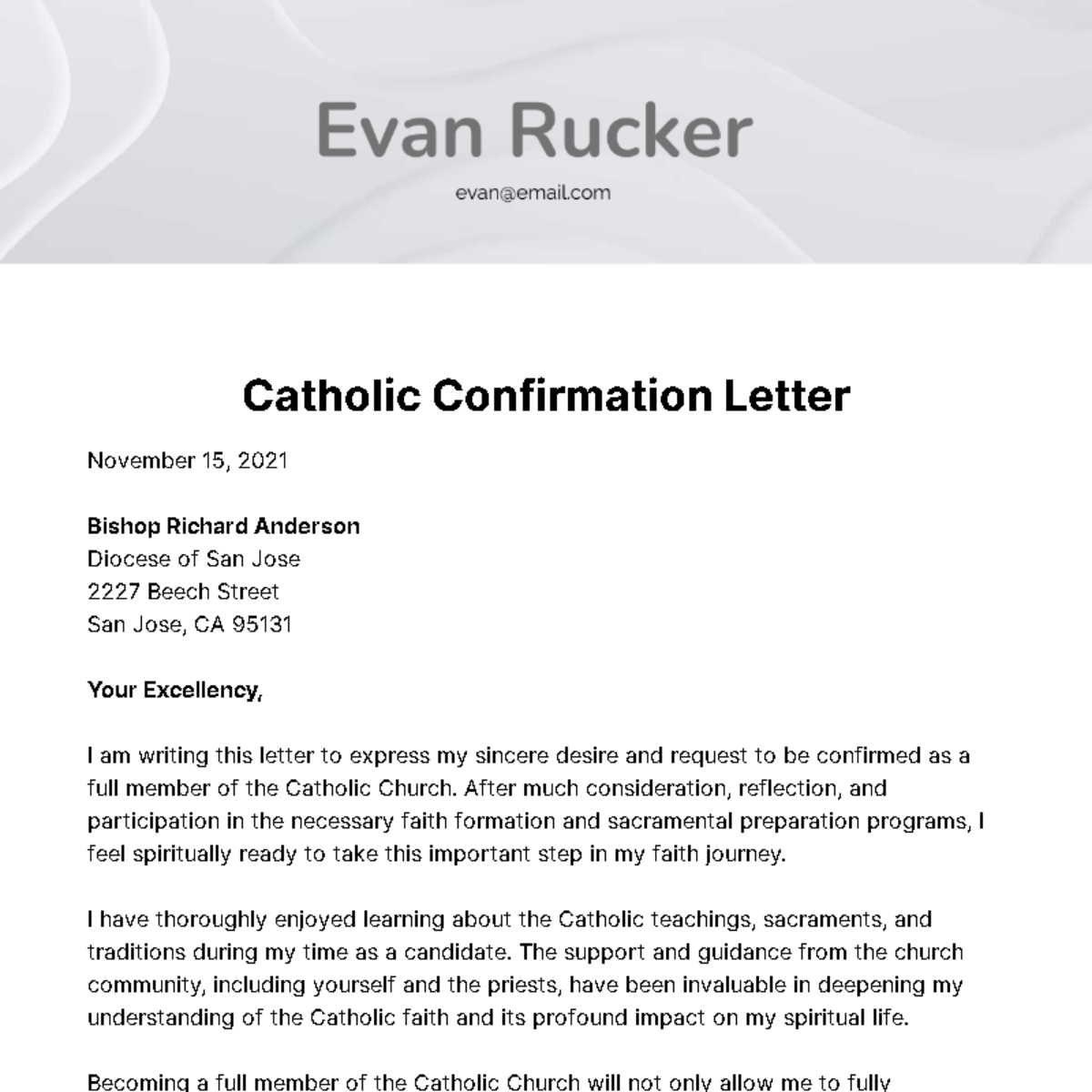 Free Catholic Confirmation Letter Template