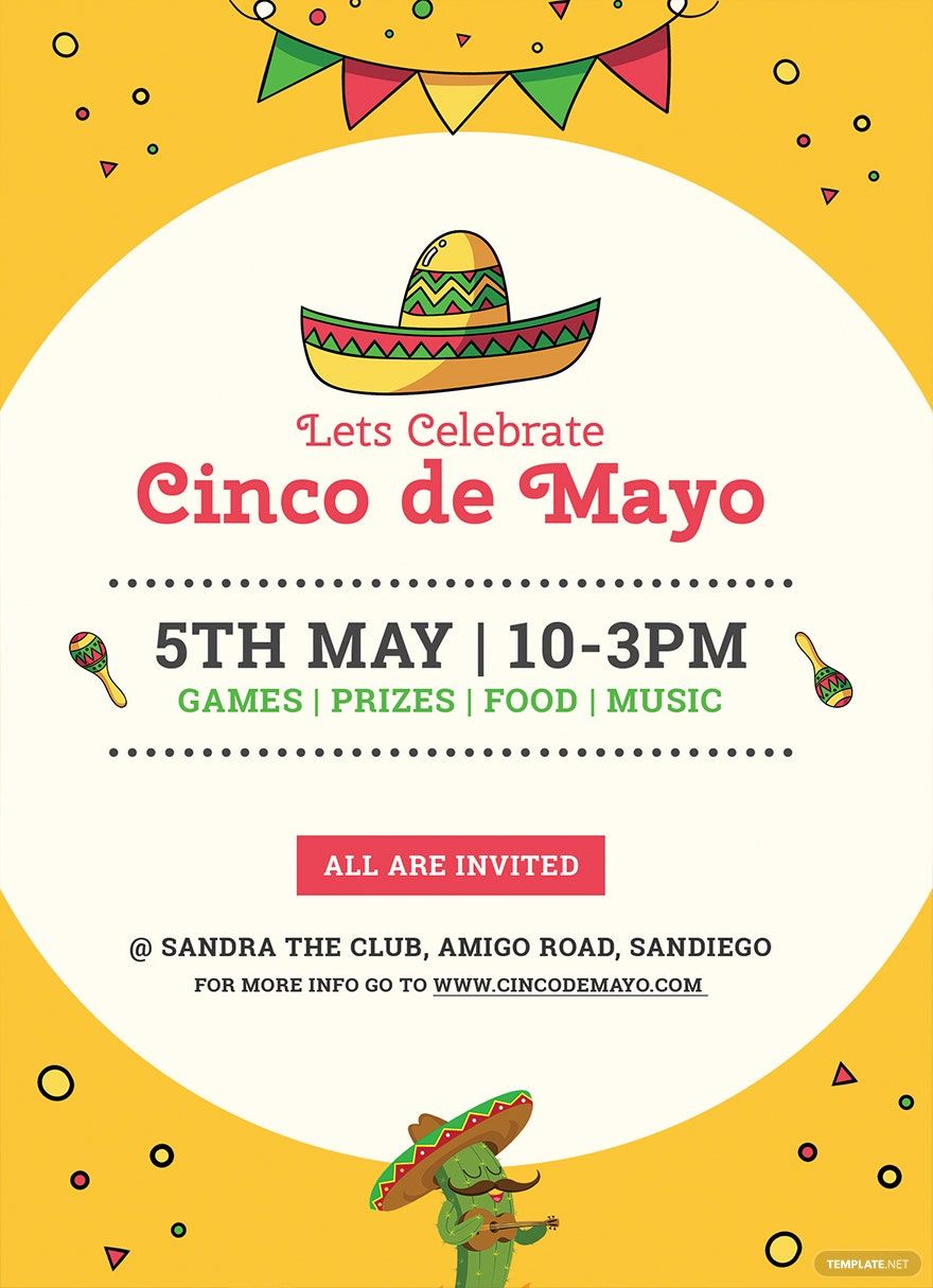 Cinco de Mayo Day Invitation Template in Word, PSD, Apple Pages, Publisher