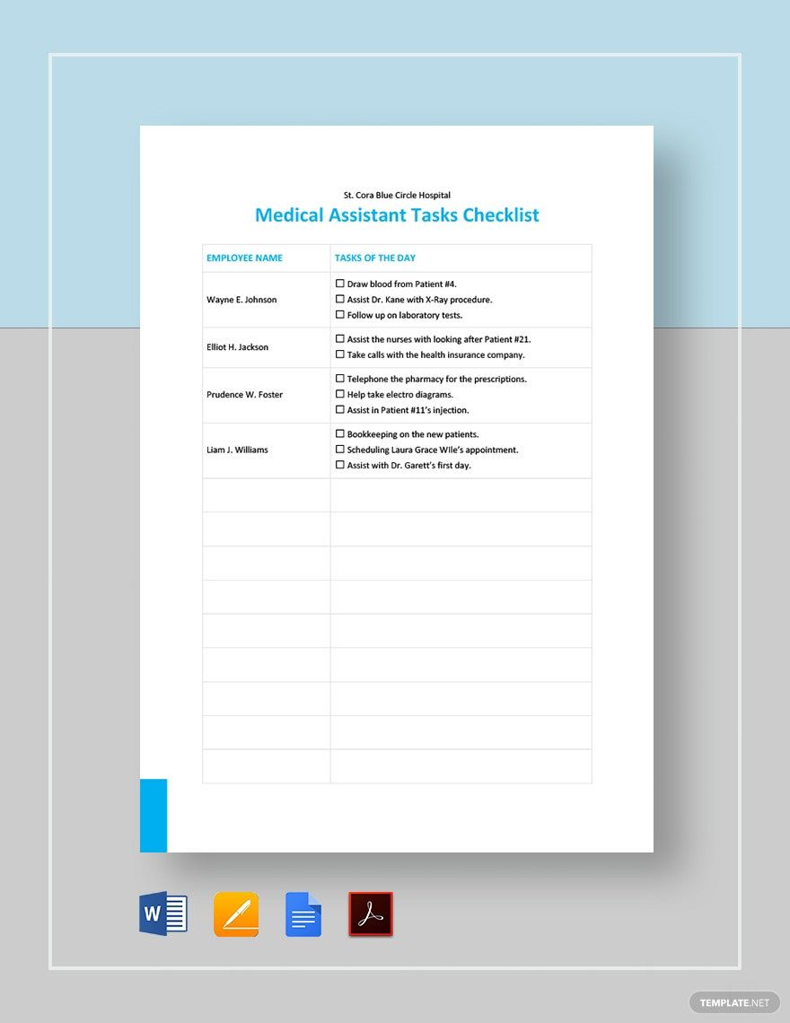Medical Assistant Checklist Template