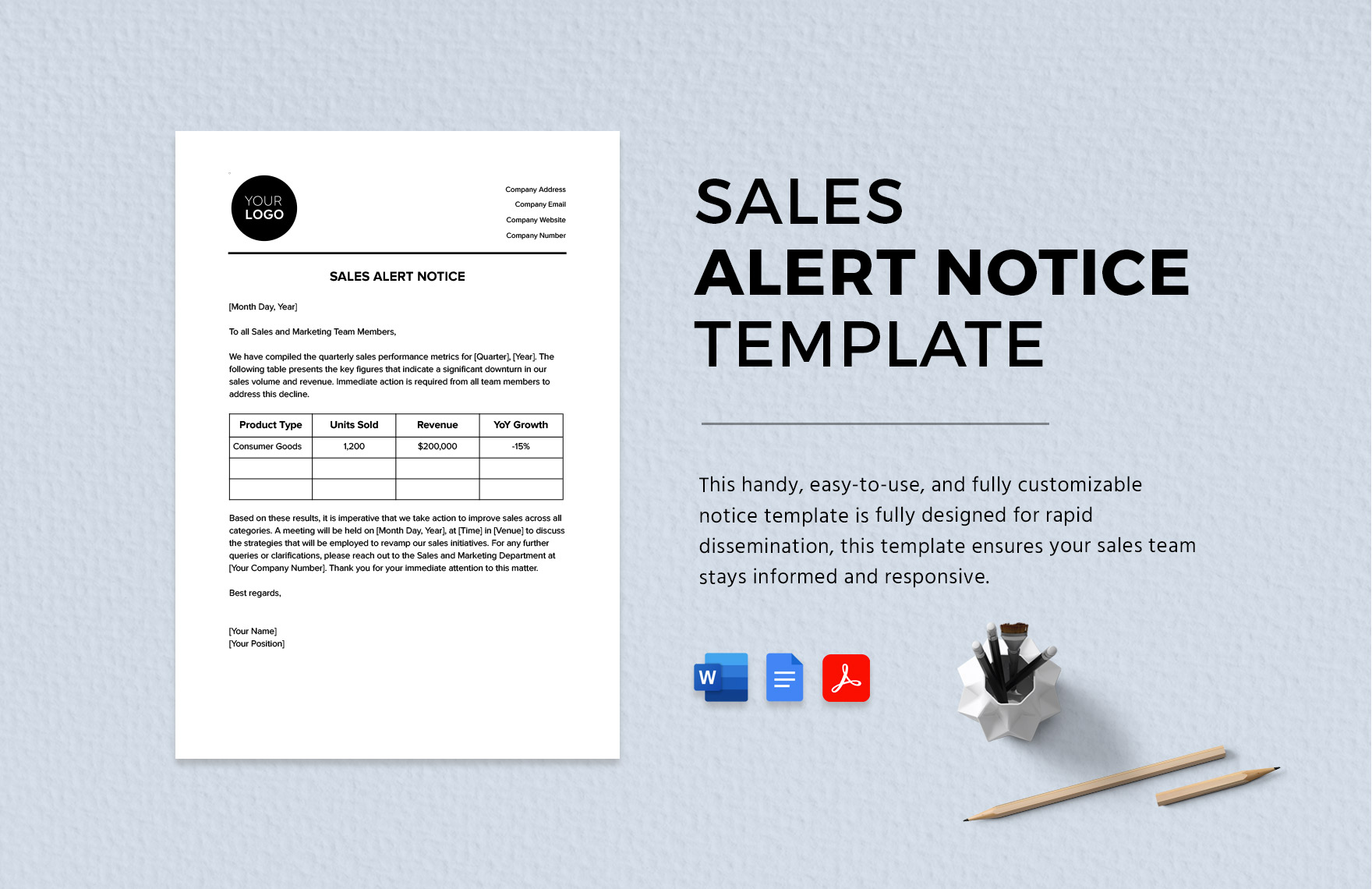 Sales Alert Notice Template in Word, Google Docs, PDF