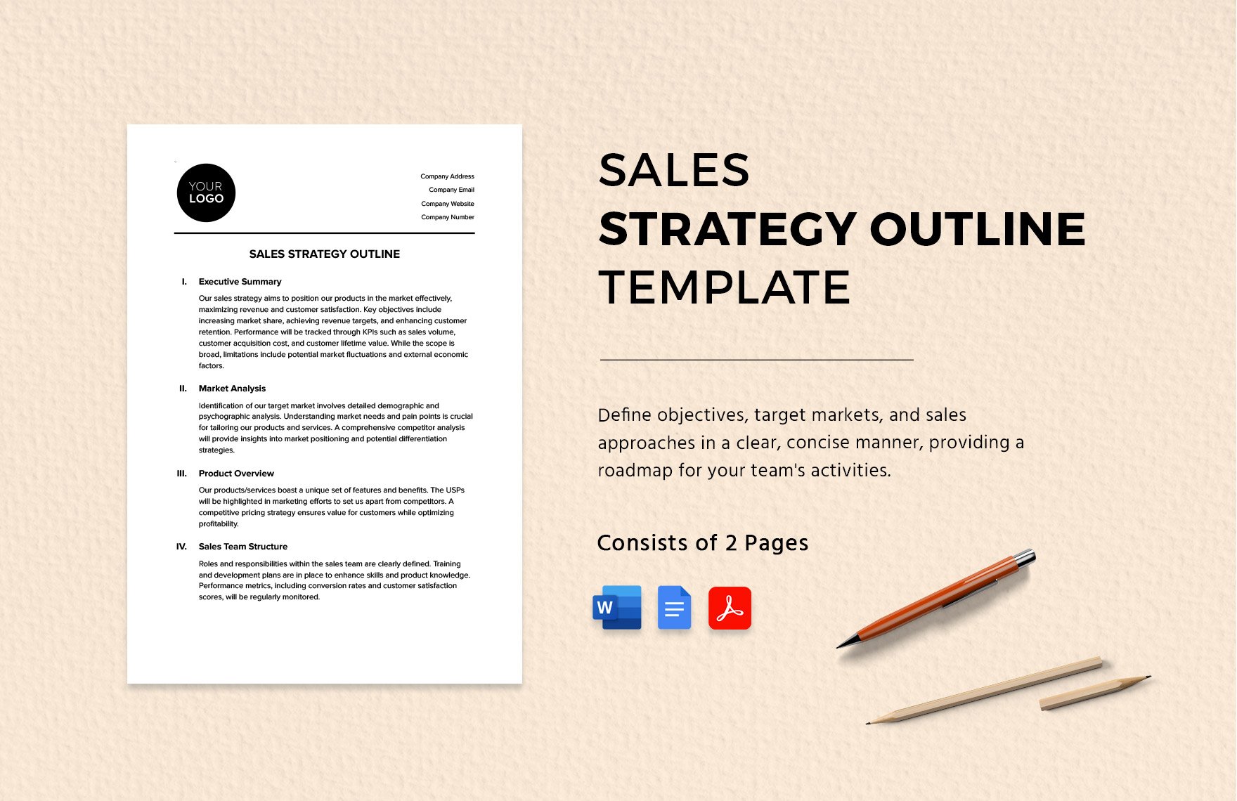 Sales Strategy Outline Template in Word, Google Docs, PDF
