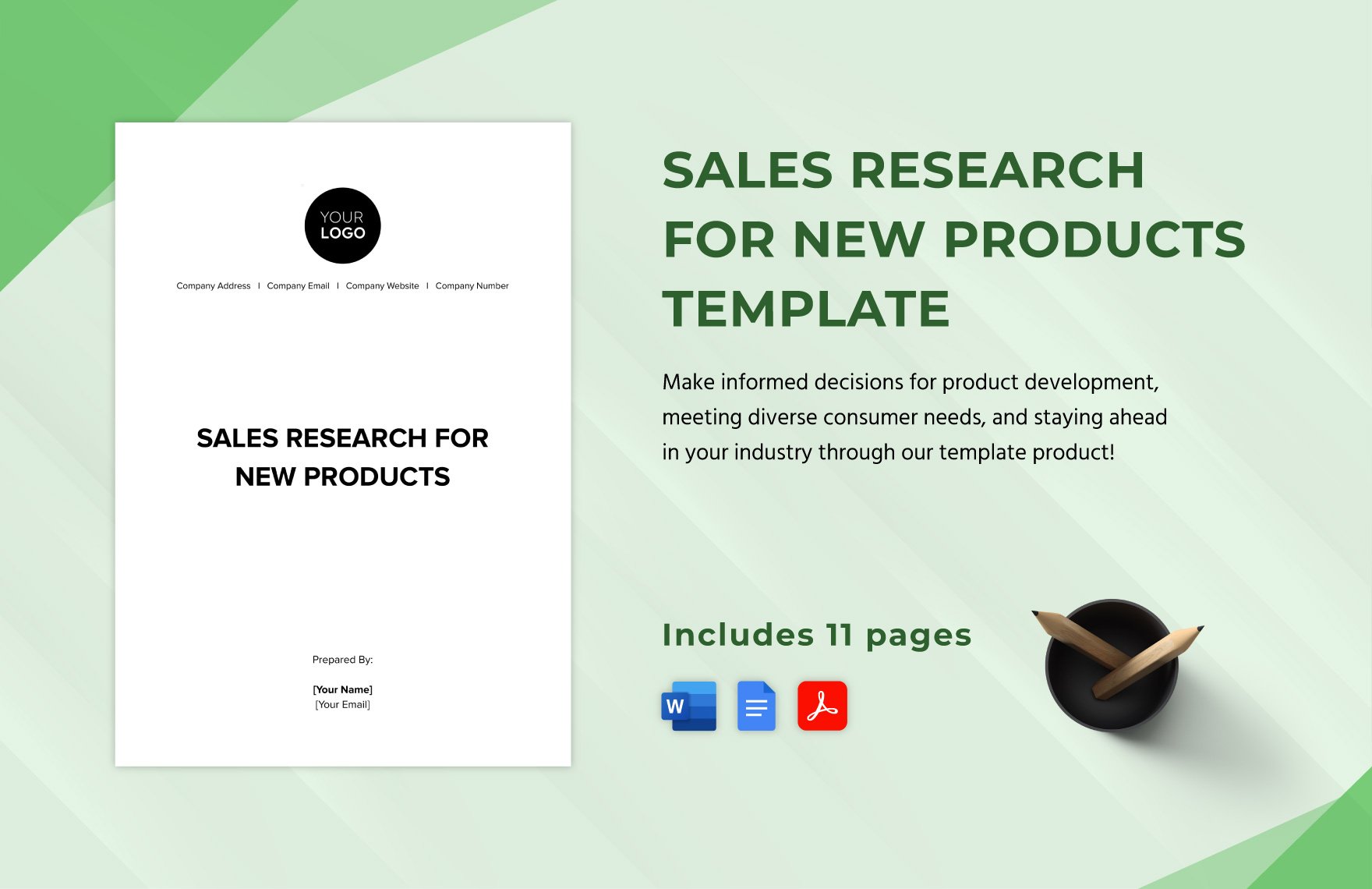 Sales Research for New Products Template in Word, Google Docs, PDF