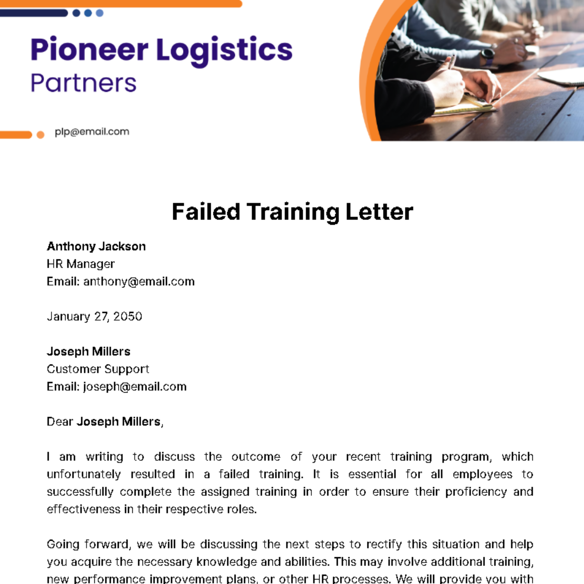 Free Failed Training Letter Template