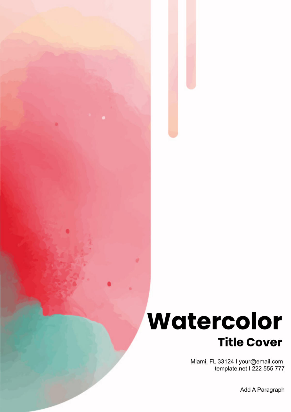 Free Watercolor Title Cover Page Template