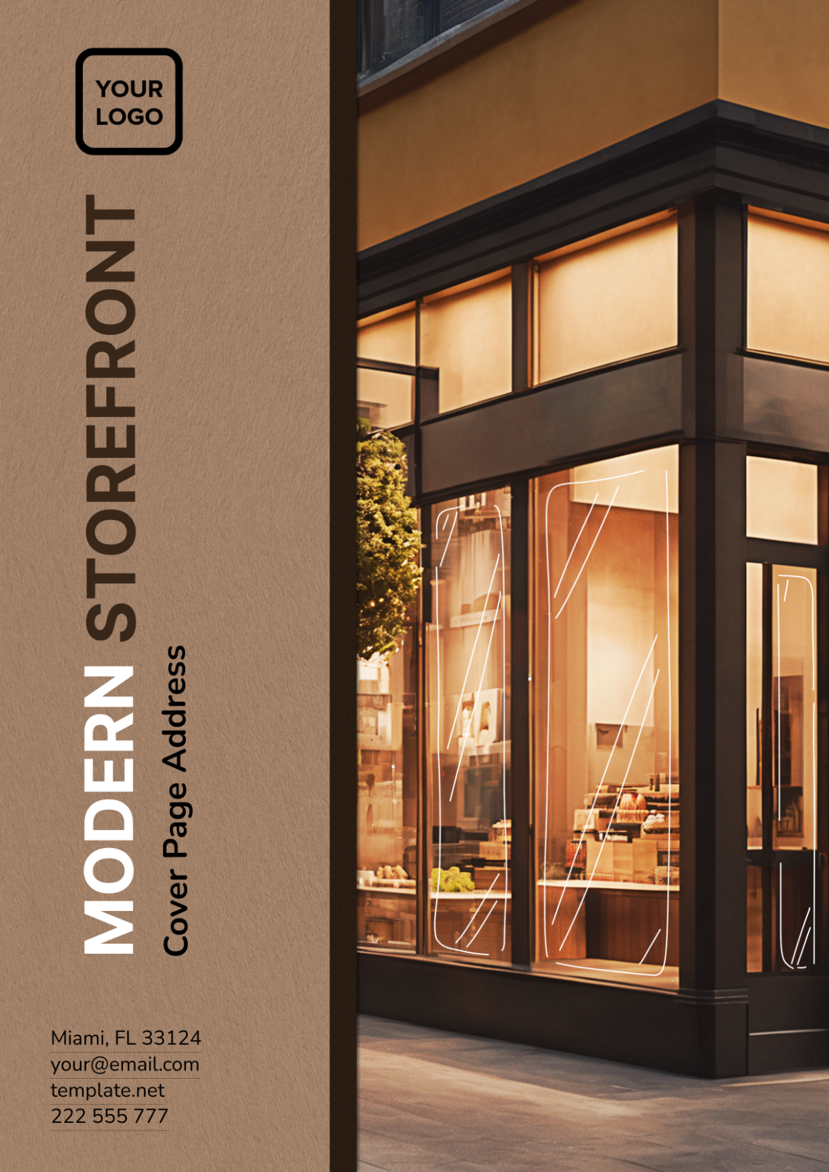 Free Modern Storefront Cover Page Address Template