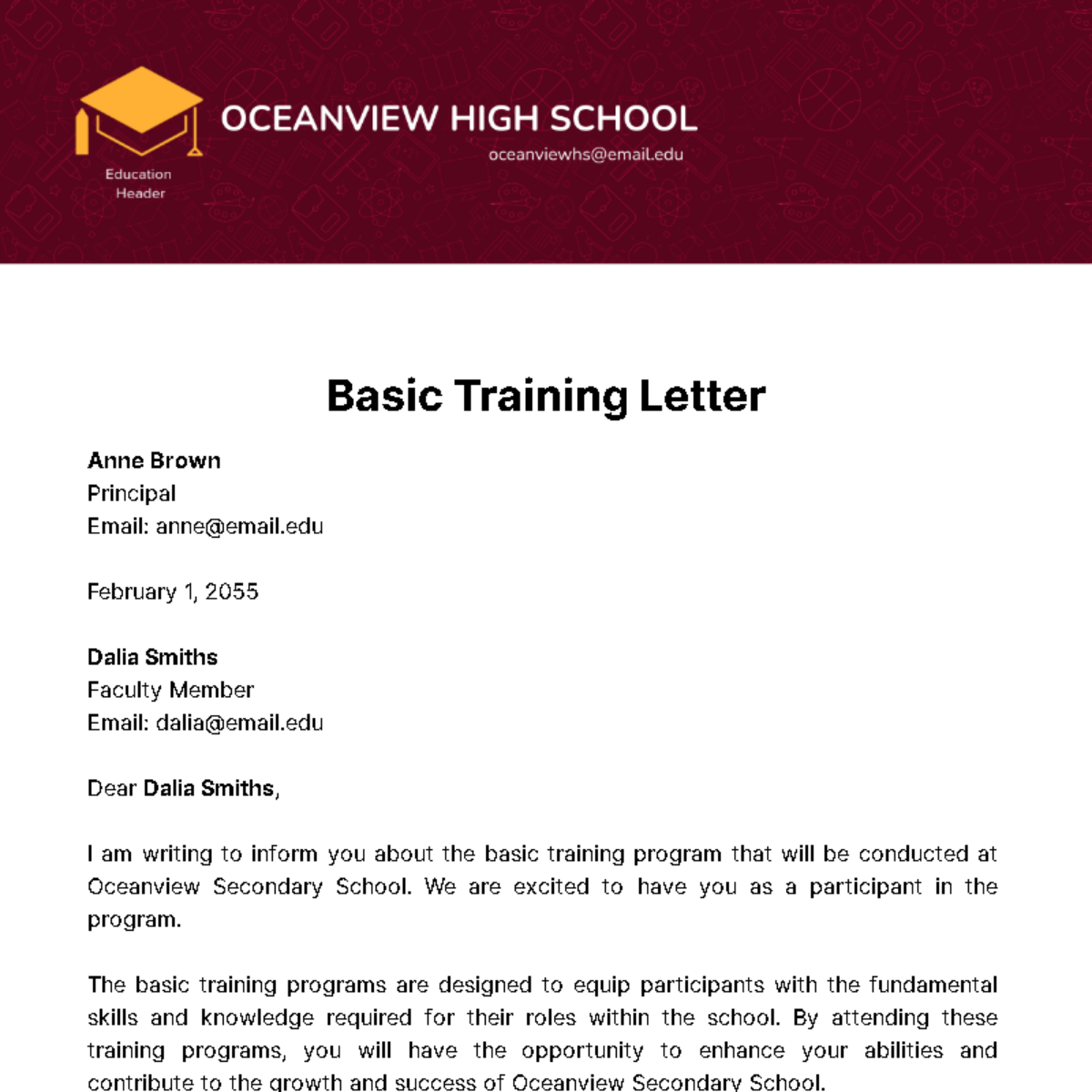 Free Basic Training Letter Template