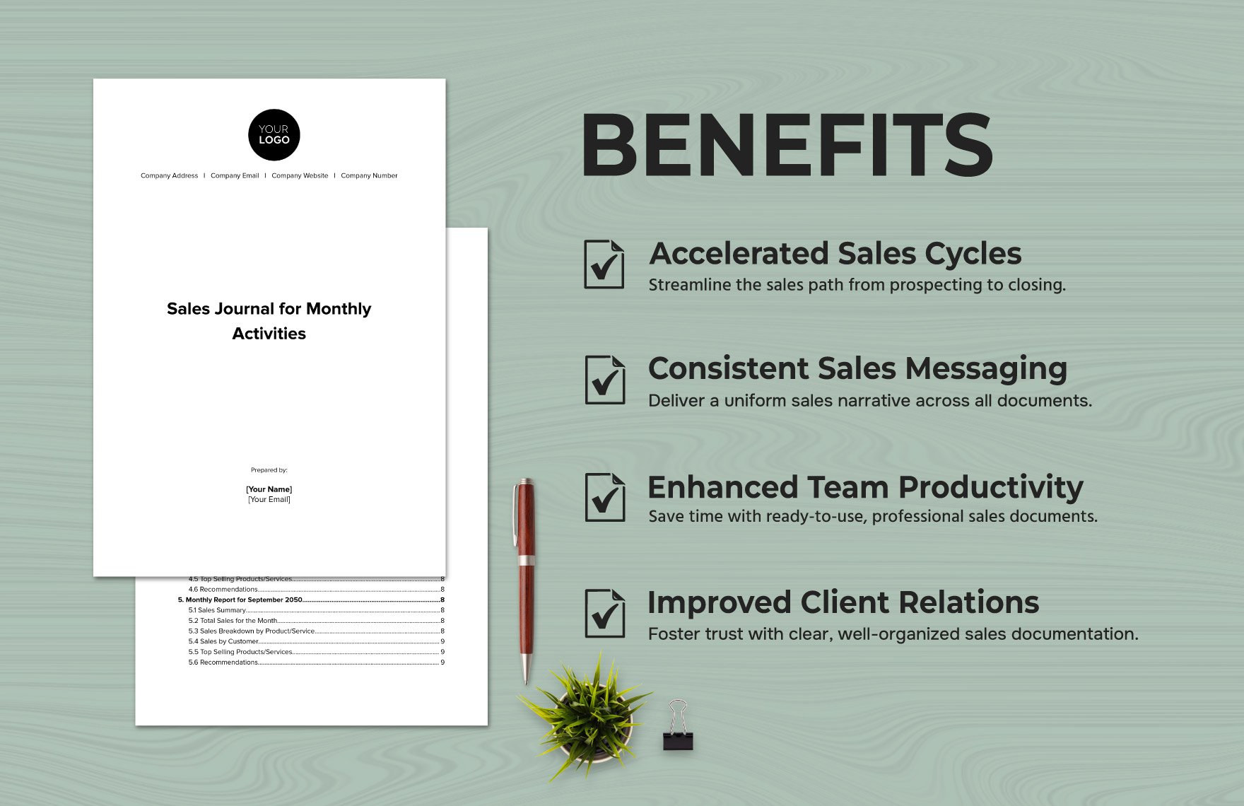 Sales Journal for Monthly Activities Template