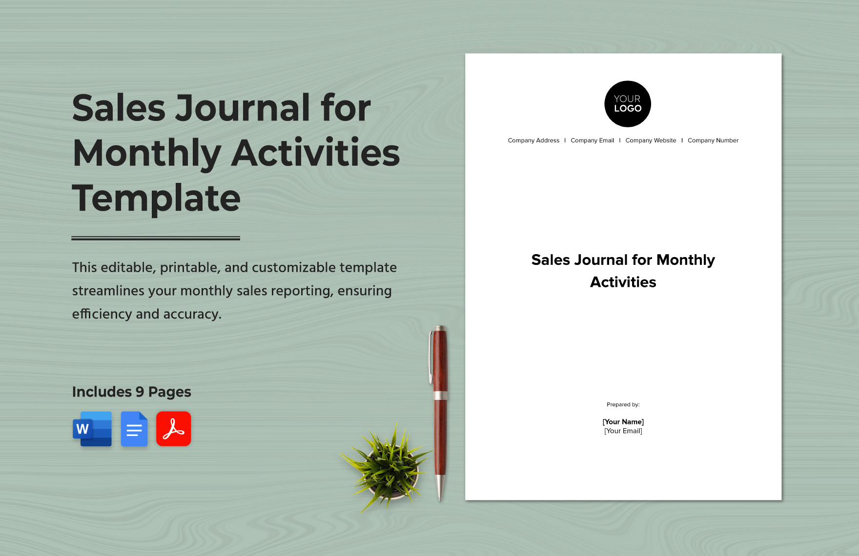 Sales Journal for Monthly Activities Template in Word, Google Docs, PDF