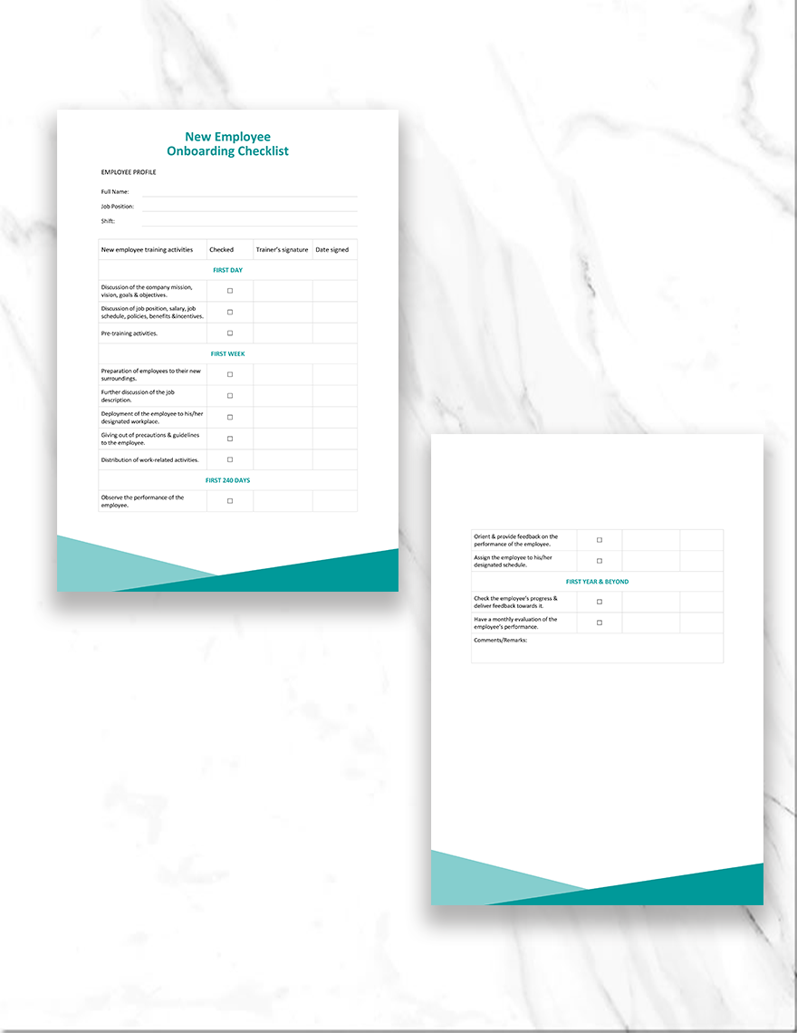 New Employee Onboarding Checklist Template - Word, Google Docs, PDF ...