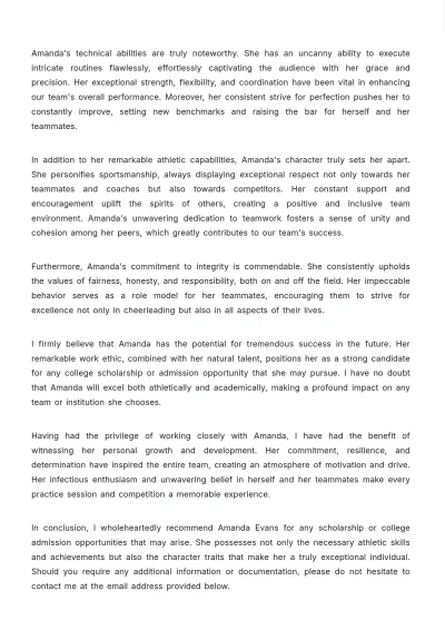 Free Cheer Coach Welcome Letter Template to Edit Online