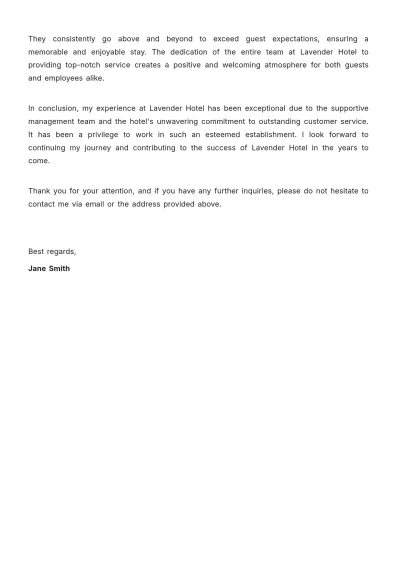 Free Hotel Work Experience Letter Template to Edit Online