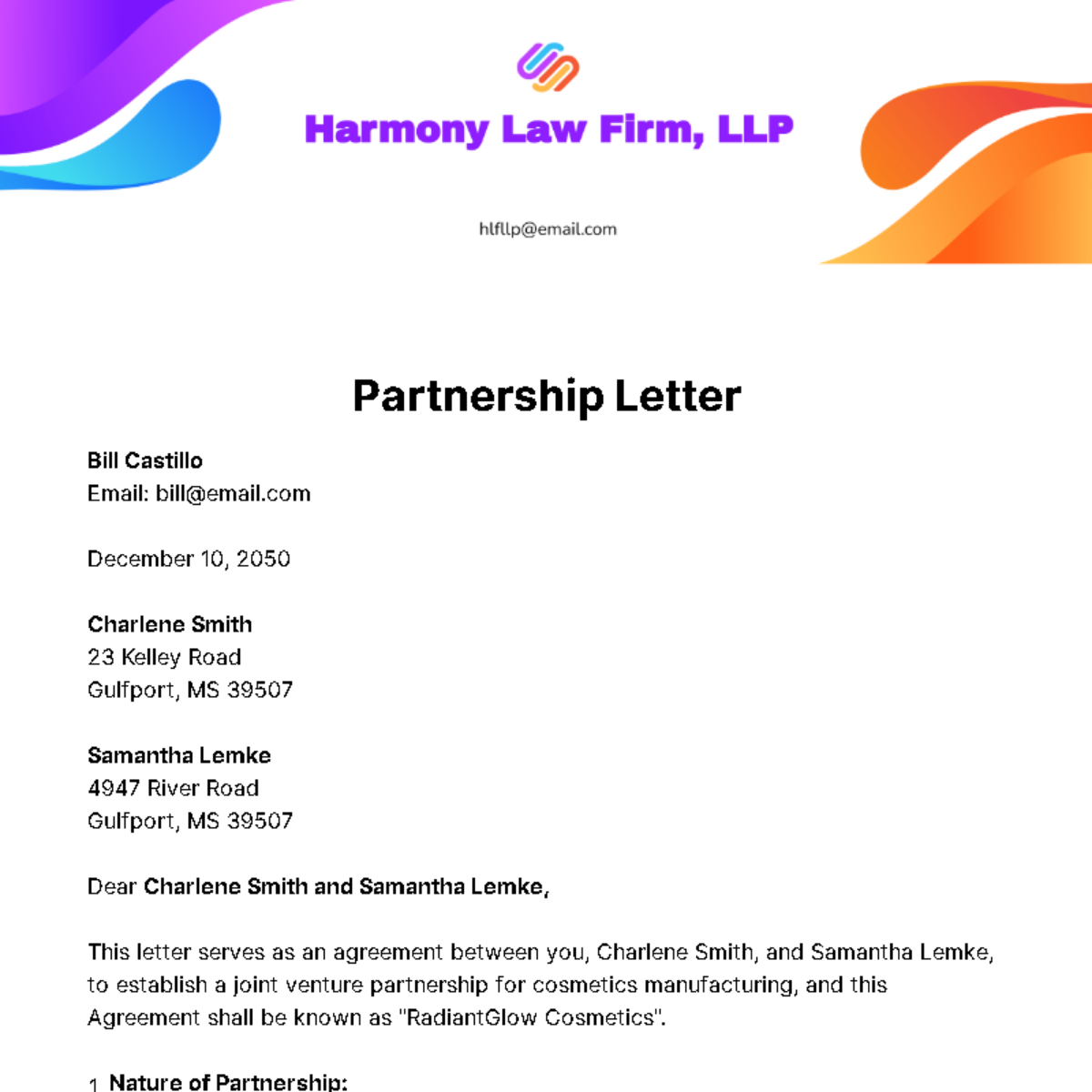 Partnership Letter Template