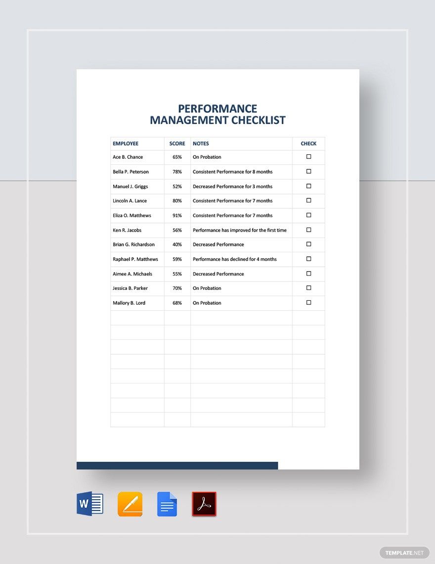 Free Performance Management Checklist Template