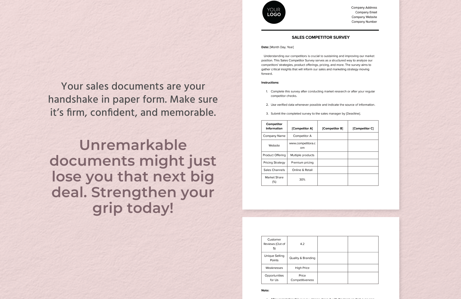 Sales Competitor Survey Template