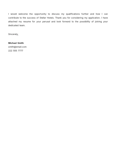 Free Hotel Work Application Letter Template to Edit Online