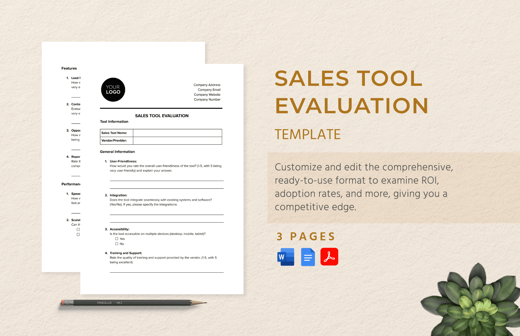 Sales Tool Evaluation Template in Word, Google Docs, PDF