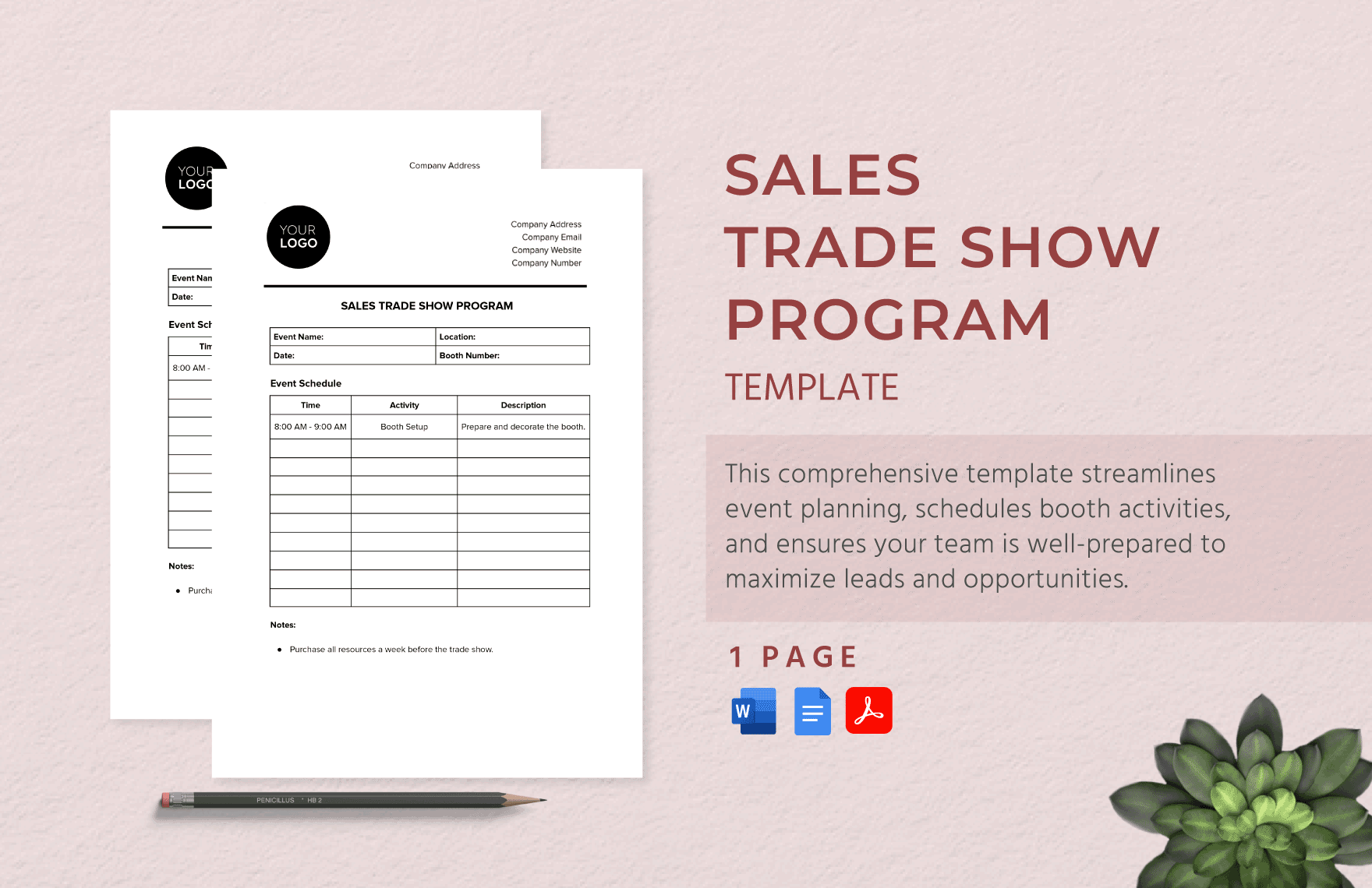 Sales Trade Show Program Template in Word, Google Docs, PDF