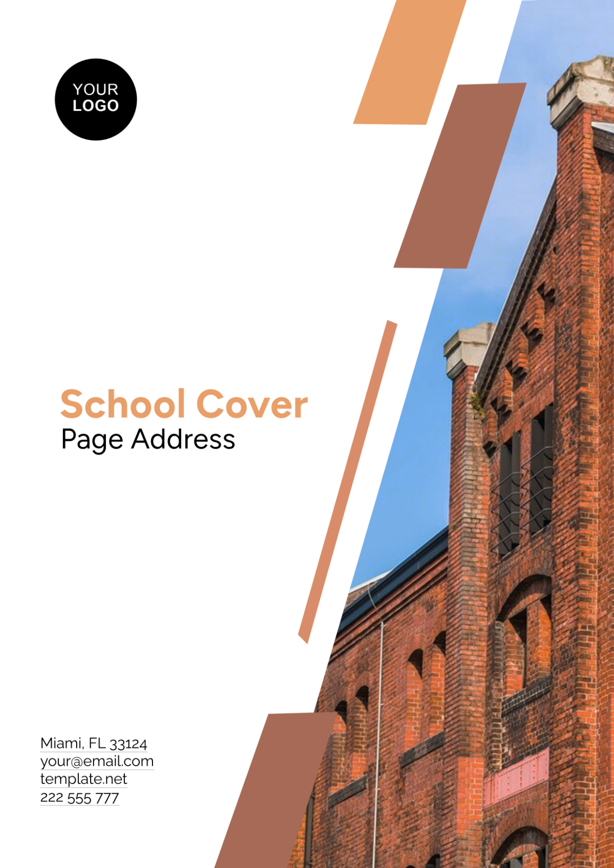 School Cover Page Address Template
