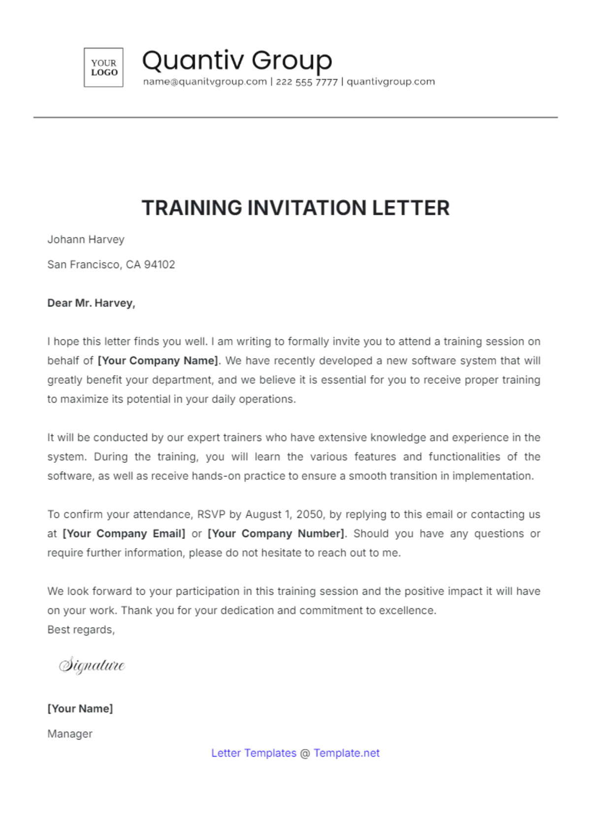 Training Invitation Letter Template