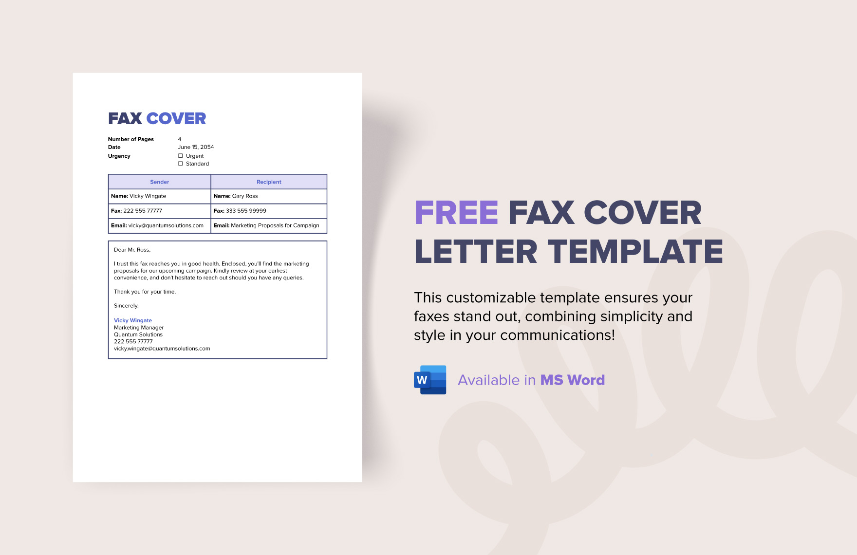 fax cover letter generator