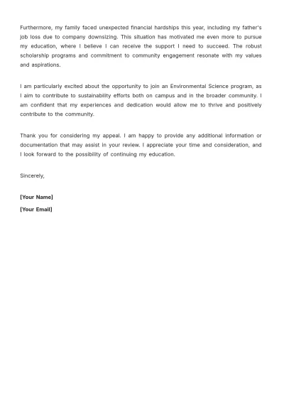 Free College Appeal Letter Template to Edit Online
