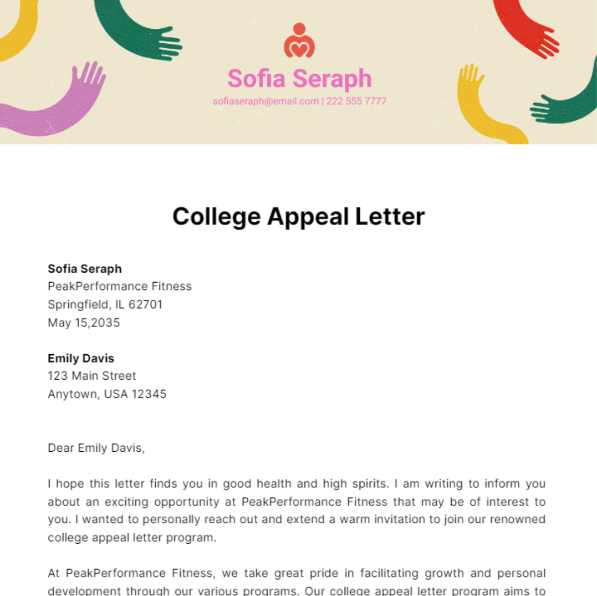 Free College Appeal Letter Template
