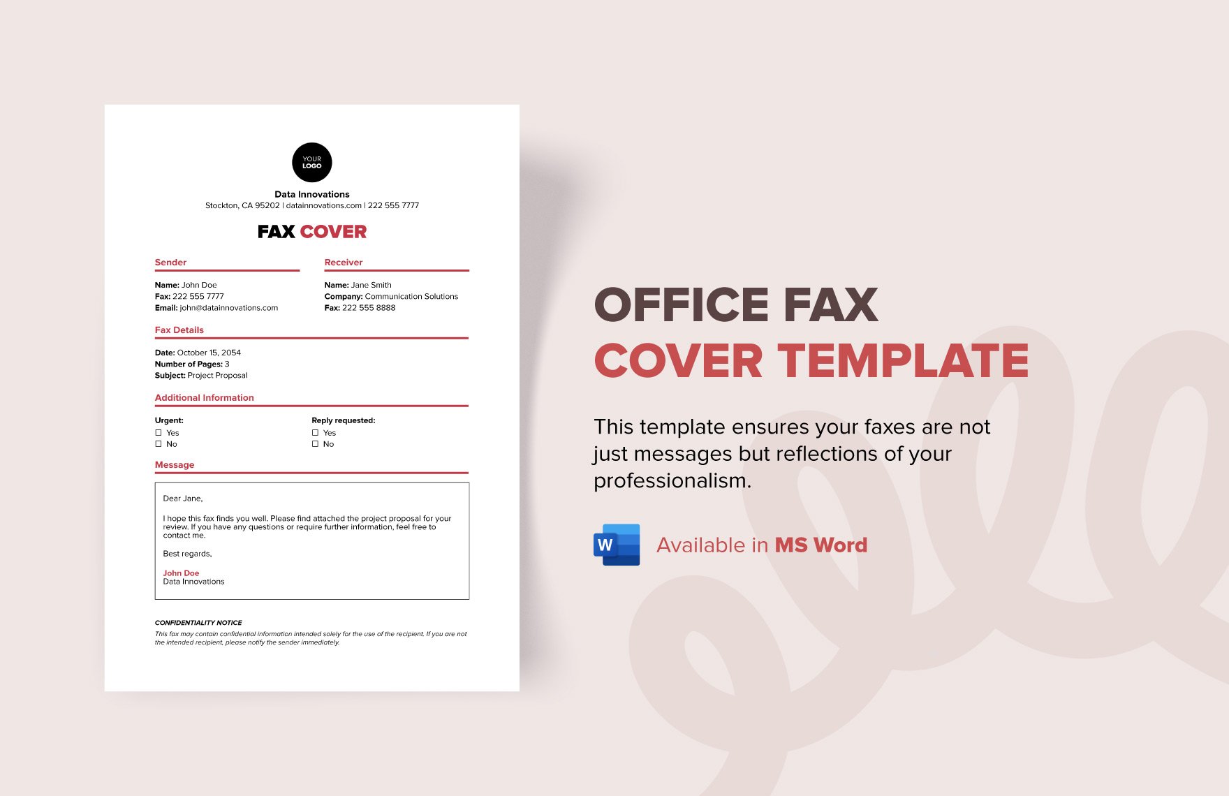 Office Fax Cover Template