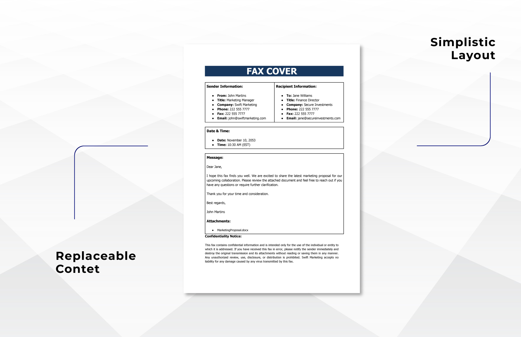 Simple Fax Cover Template