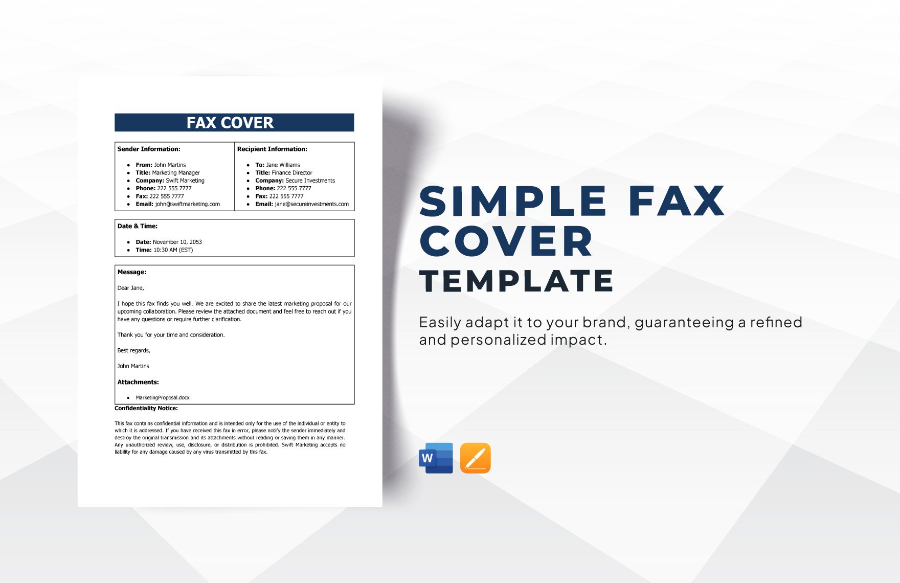 Simple Fax Cover Template