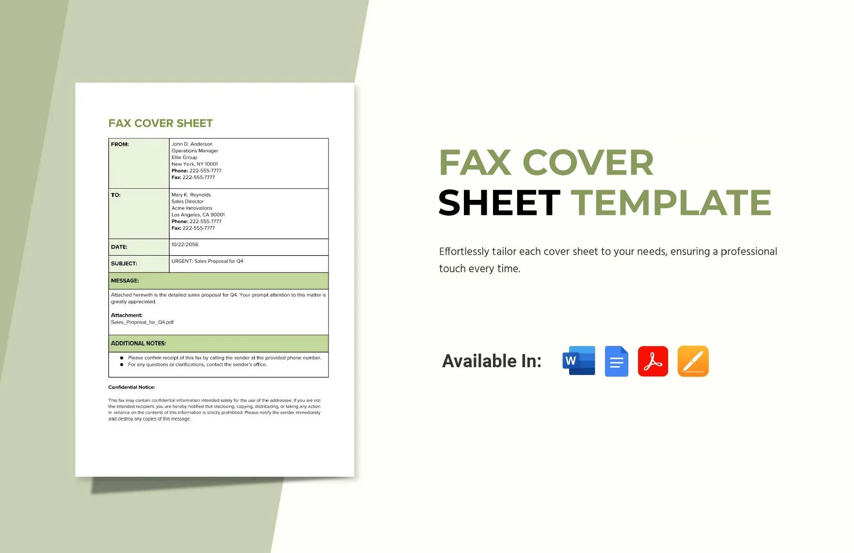 Free Fax Cover Sheet Template in Word, Google Docs, PDF, Apple Pages
