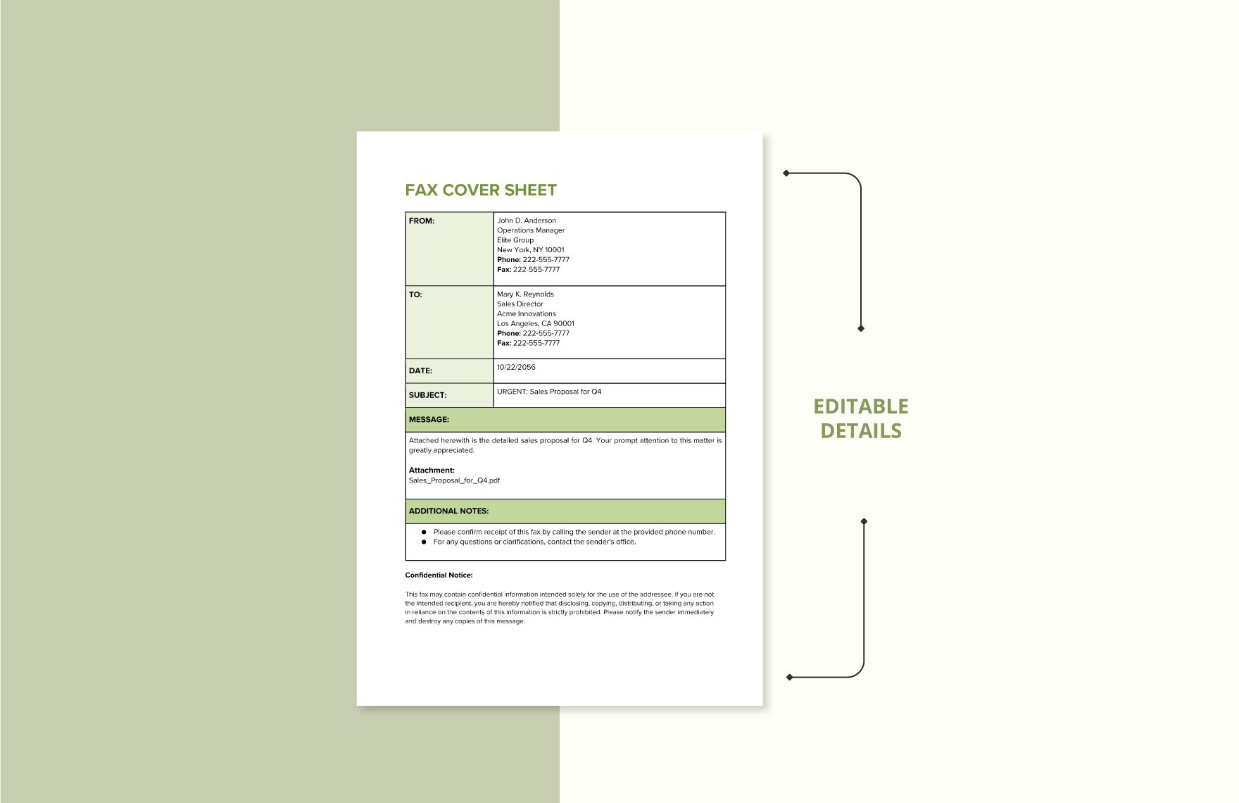 Fax Cover Sheet Template