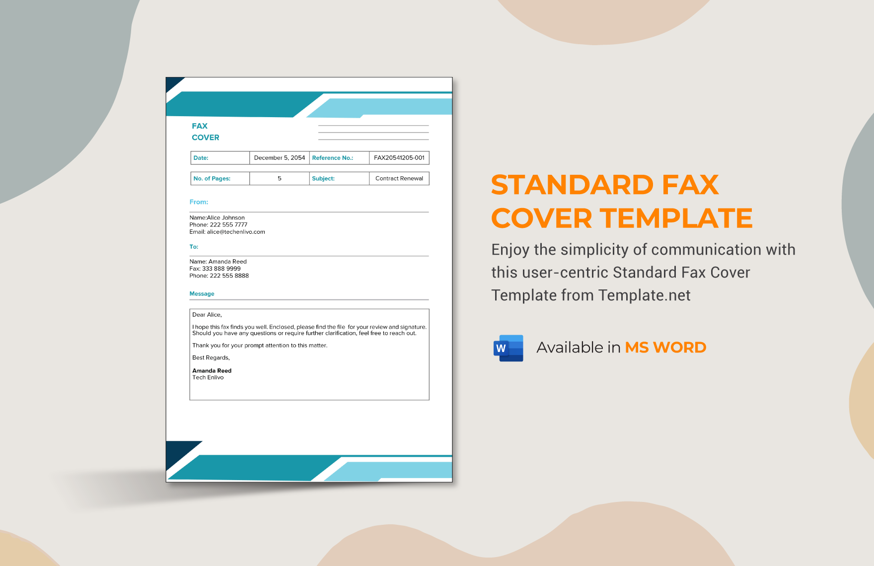 Standard Fax Cover Template