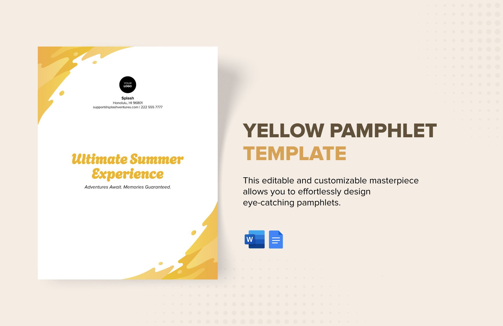 Free Yellow Pamphlet Template in Word, Google Docs