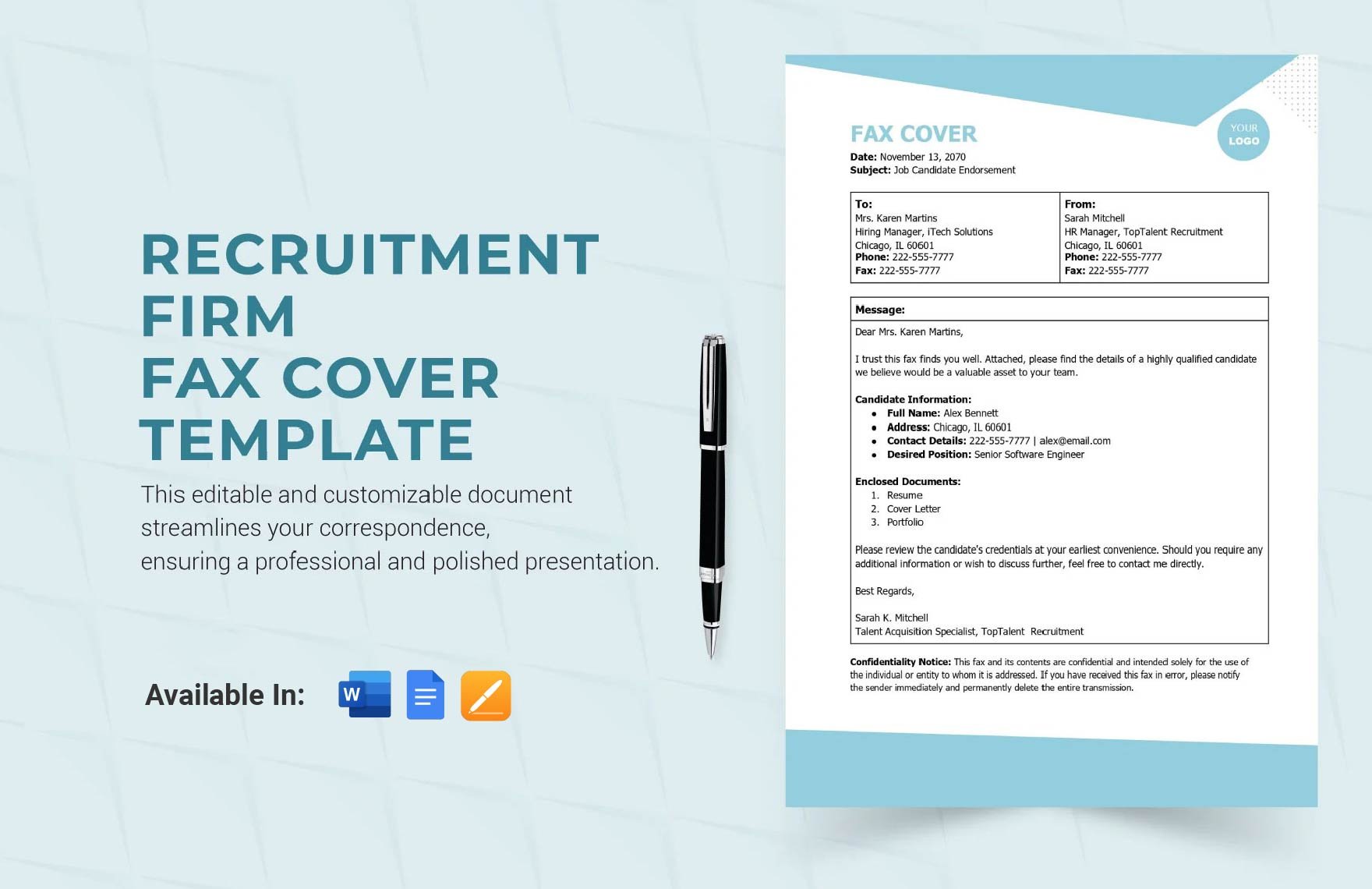 Recruitment Firm Fax Cover Template