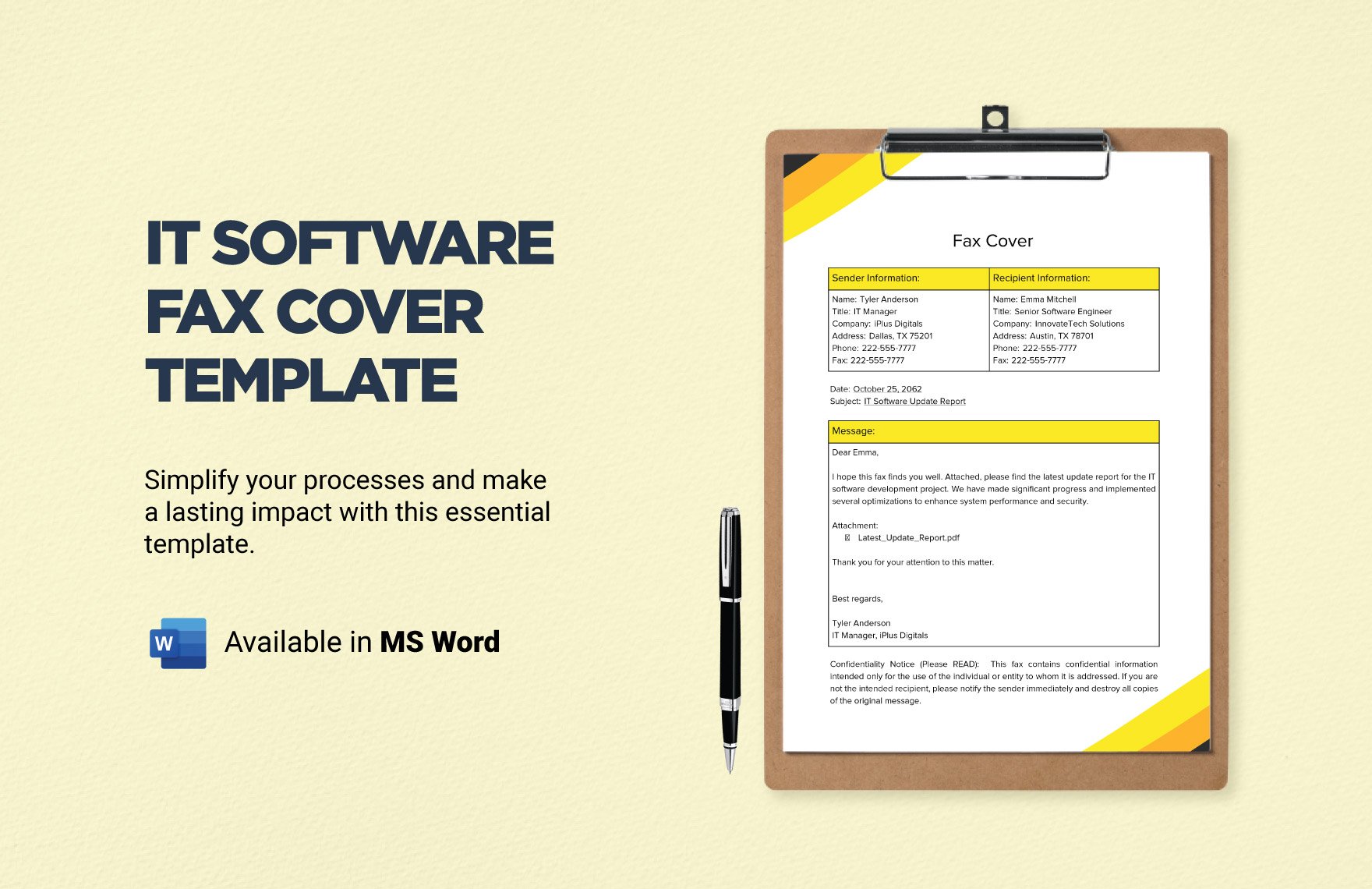 IT Software Fax Cover Template